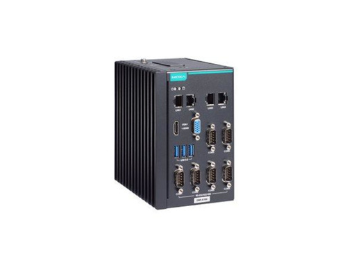 Moxa DRP-A100-E2-2L4C-T - DIN-rail type, Atom x6211E, 8GB DDR4, COMx6, LANx4, USB 3.0x3, VGA+HDMI, 12/24 VDC by MOXA